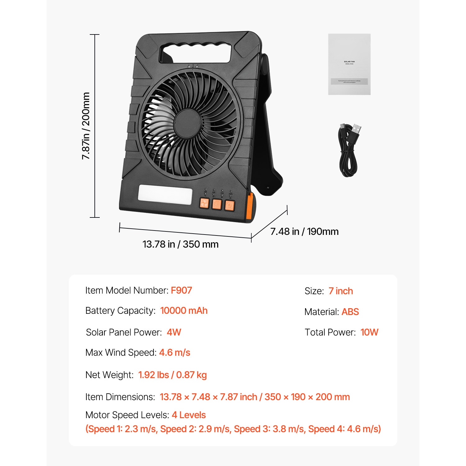 Portable Solar Fan With Led Lantern And Rechargeable Battery_voghion.com